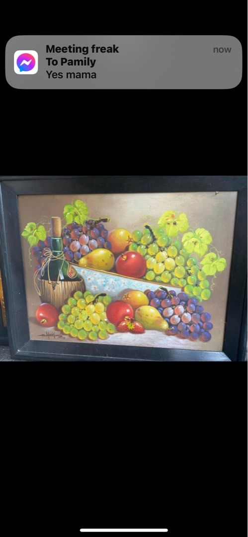 Fruit Painting (Category: Frames & Pictures) located in Paranaque City. Submitted by ringringms (Listing ID 1304024379, Image 1). Description: Vivid colors in an elegant frame best to place in dining area. 20x24 inches SF c/o buyer.