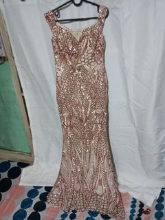 Gold sequence gown padded