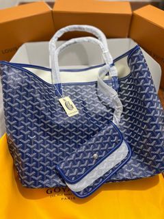 Gotard classic chevron st. Louis pm blue coated canvas leather tote  not neverfull tote