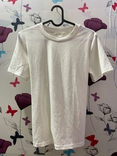 H&M Full Length White Basic Top Knitted Top Round Neck Tee Shortsleeves