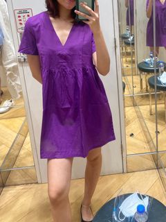 H&M Linen Purple Dress