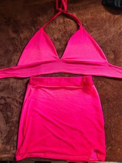 Hot pink cover up bikini