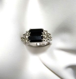 Illusion Christian Dior Vintage 70s Ring Onyx Cut S1224 14