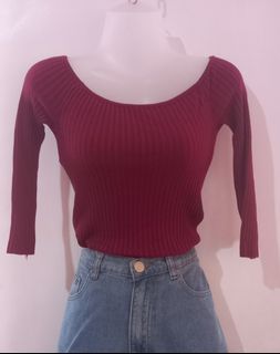 Knitted top 3/4 sleeves (red)