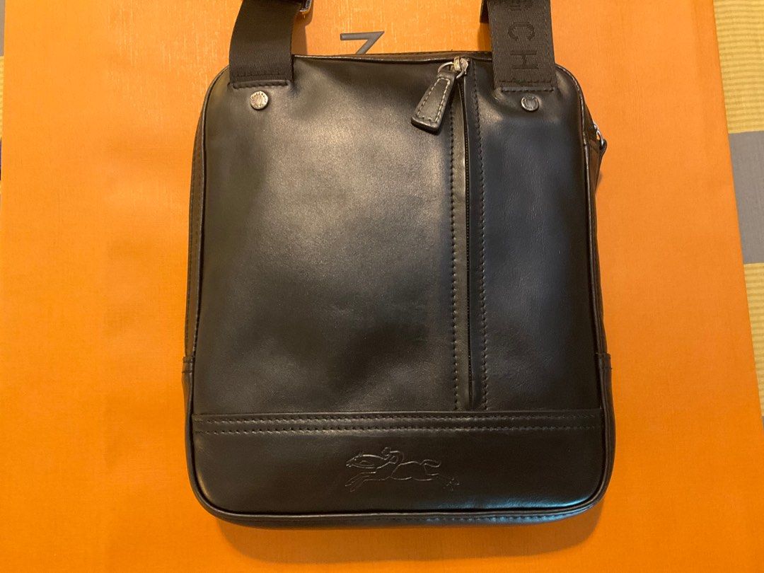 Longchamp Men Cavalier Small Black Crossbody Sling Messenger Bag, Men's