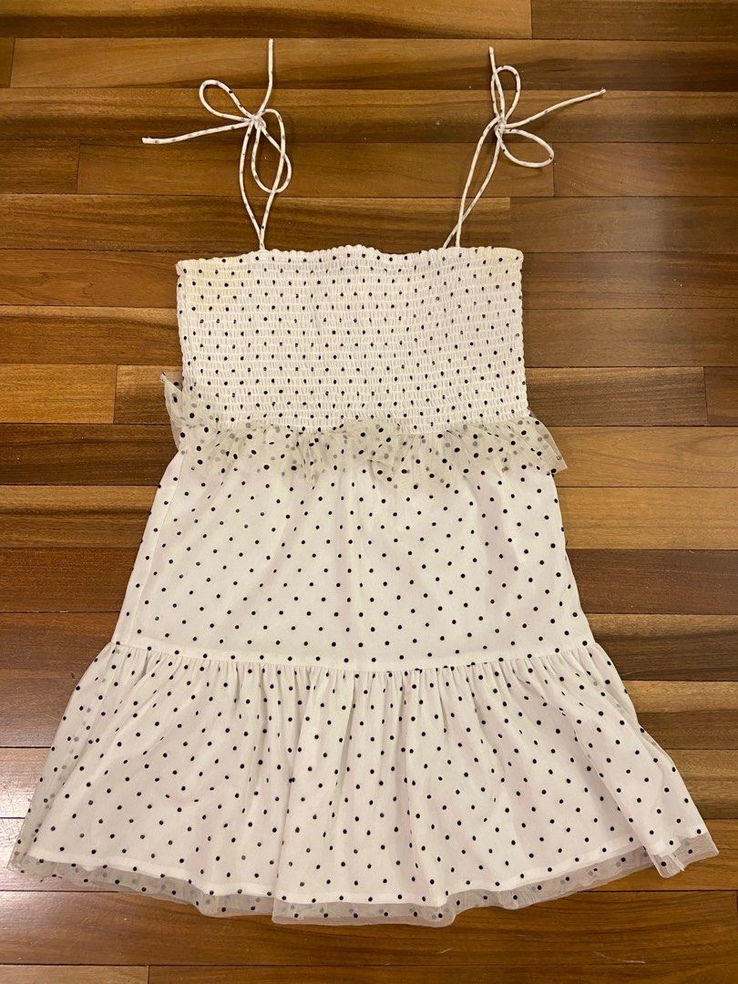 Revolve white polka dot dress outlet