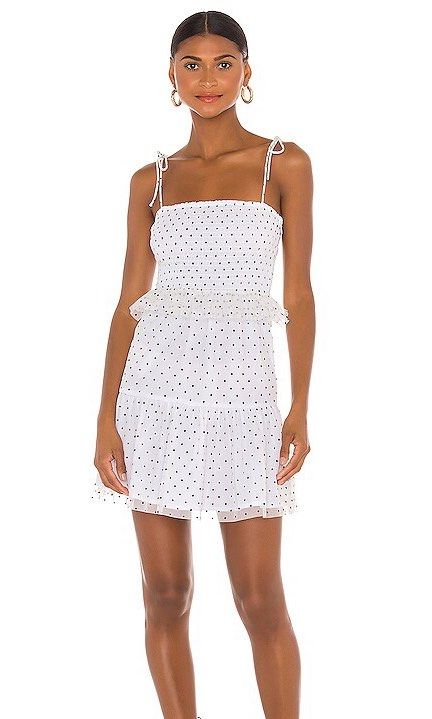 Revolve Lovers and Friends Blakeley Mini polka dot dress in white Women s Fashion Dresses Sets Dresses on Carousell