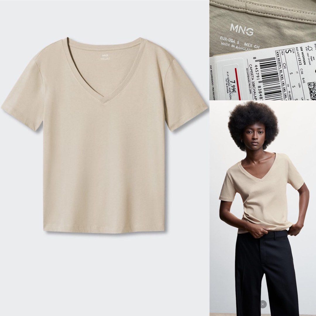 MANGO Essential Cotton Blend T Shirt Women s Fashion Tops Shirts on Carousell