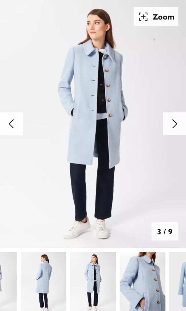 Mint Hobbs London Alice Wool Coat blue UK8