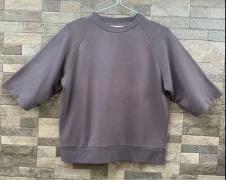MUJI Japan classic ribbed knit sweatshirt raglan tab top minimalist blouse Scandinavian style top Size XS-S