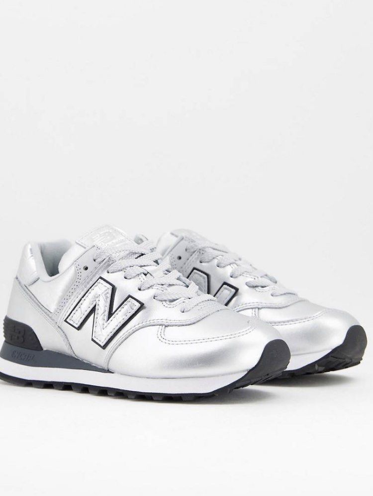 NEW BALANCE 574 METALLIC SILVER Women s Fashion Footwear Sneakers on Carousell