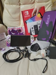 Nintendo Switch OLED White Complete with Customized Gengar Cases and 100+ Digital Games