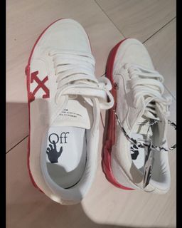 Off-White c/o Virgil AblohMen's White And Red Suede Vulcanized Low Sneakers