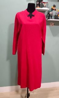 SALE TODAY ONLY!!!Plus size Red Long sleeve Chinese collar with 2 side pockets