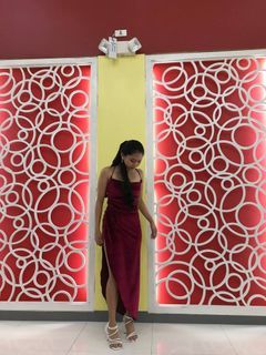 red backless long gown (velvet)