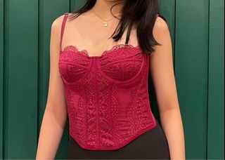 red corset top