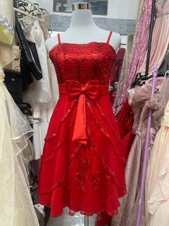 Red sequins cocktail dress