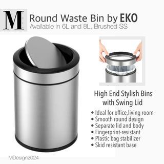 Round Waste Bin with Swing Lid by EKO