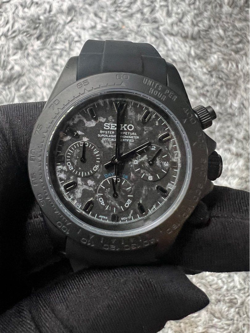 Seiko mod black carbon design Daytona custom