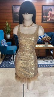 Sequence Gold Dress (Small-Medium)