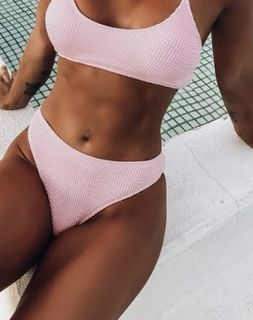 Shein baby pink textured bikini