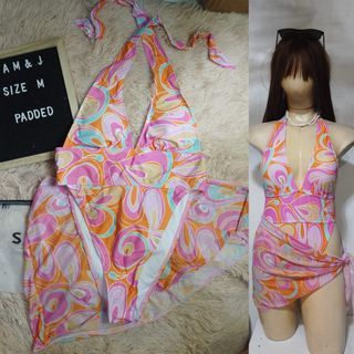 SHEIN MULTICOLOR SWIMSUIT ONEPIECE SELFTIE w COVER UP