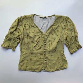 Simple Retro Rosalina V-Neck Puff Sleeve Shirt