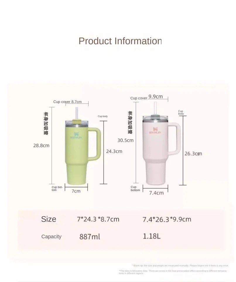 Stanley Tumbler 40oz Stainless Steel Mug (Category: Water Bottles & Tumblers) located in Singapore. Submitted by huskydreamz (Listing ID 1304086048, Image 2). Description: Stanley Tumbler 40oz Stainless Steel Car Mug with Handle Straw Double Wall Thermal Iced Travel Cup Vacuum Insulated Coffee Cup. Strictly no nego Preorder takes 1 week Dm to order.