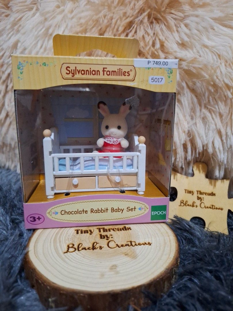 Sylvanian Families Baby Set brand new (Category: Kids Toys) located in Cavite. Submitted by Mavee (Listing ID 1304072499, Image 1). Description: Brandnew Sylvanian families Chocolate Rabbit Baby Set. bought this for 749 at Sm, selling for 685 nalang'.