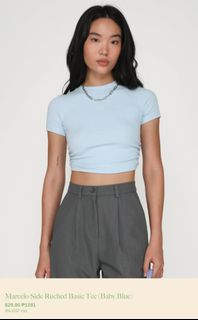 The Tinsel Rack Baby Blue Marcelo Side Ruched Basic Tee