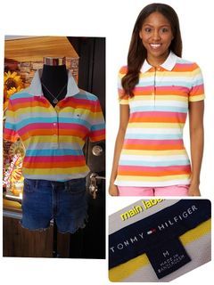 TOMMY HILFIGER SHORT SLEEVE MULTI COLOR STRIPED POLO SHIRT