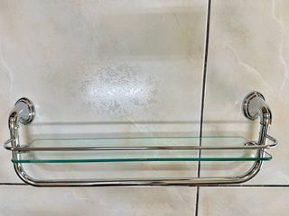 Bathroom Glass Shelf with Towel Bar