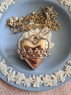 Vintage Heart in a Crown Long Necklace