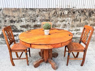 Vintage Style Narra Coffee Table Set with Drawers