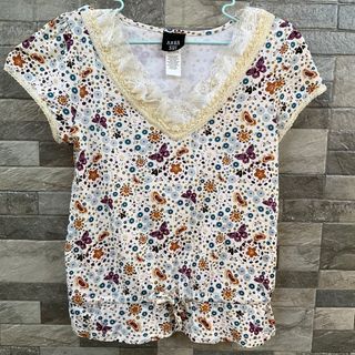 Whimsical ANNA SUI blouse Anna Sui MADE IN USA 100% cotton coquette Y2K 90s floral butterfly top Made in USA whimsical Sz S/4