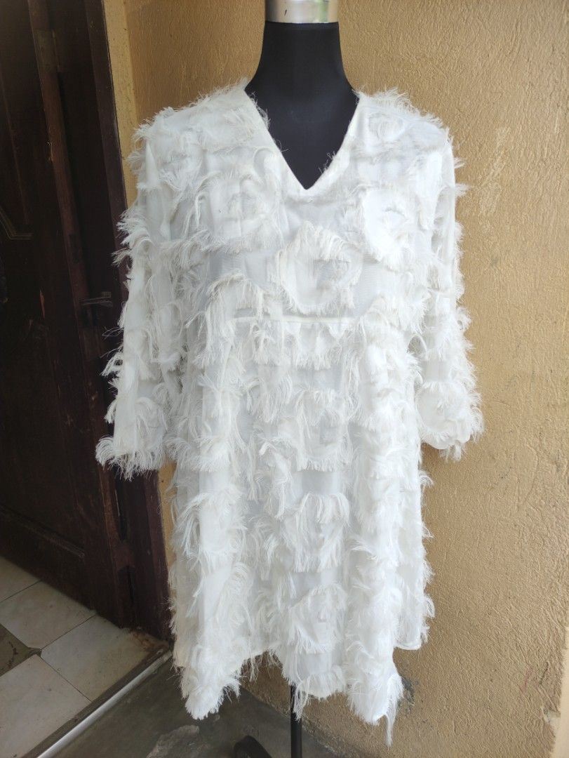 White Furry Dress Large to XL Women s Fashion Dresses Sets Dresses on Carousell