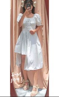White summer cottagecore coquette soft girl dress