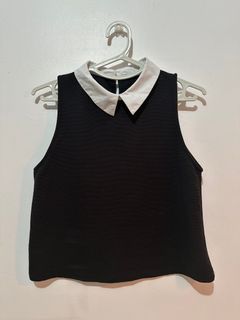 Zara Black collared sleeveless top