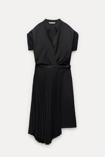 Zara Black Dress with Pleated Skirt