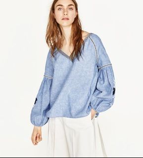 Zara embroidered blouse