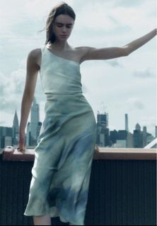 Zara Asymmetrical Draped Satin Dress