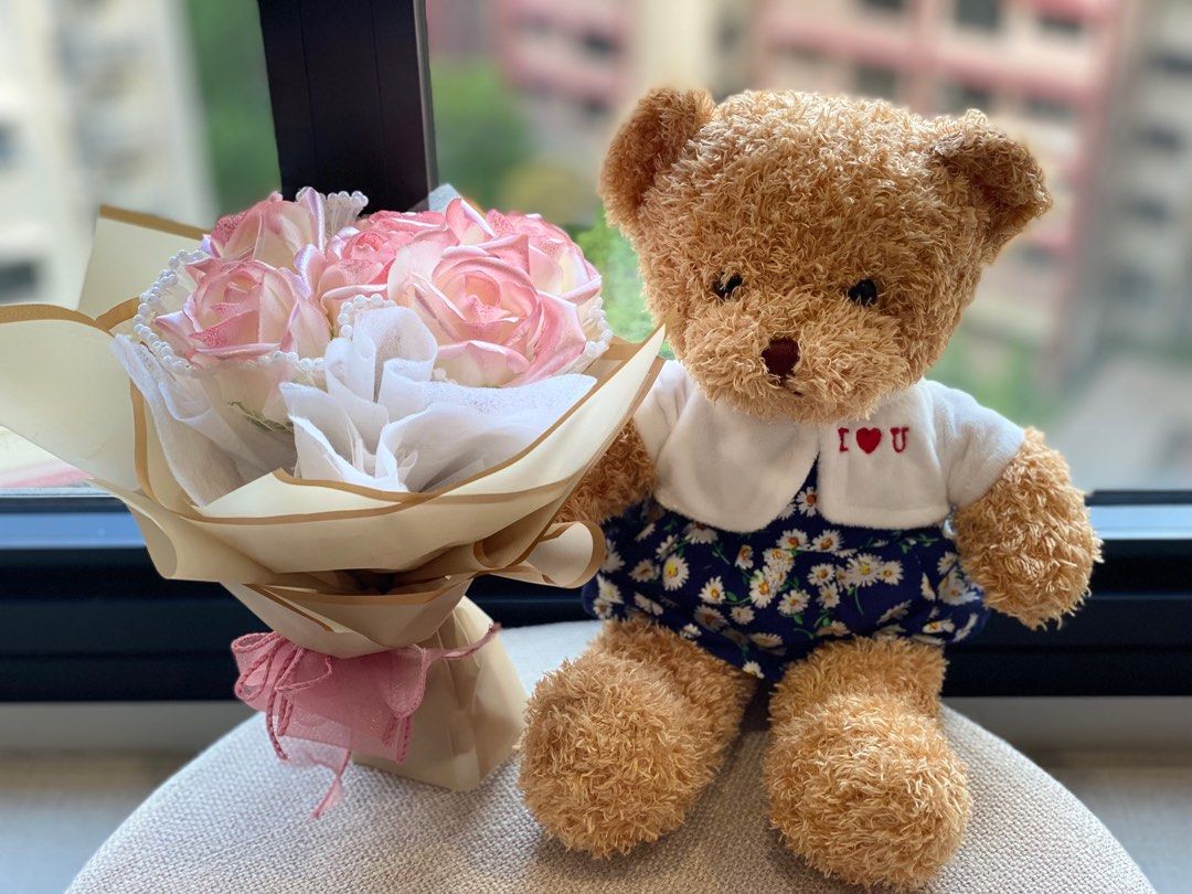 soap roses bouquet bear /520 gift Birthday Gift Hobbies