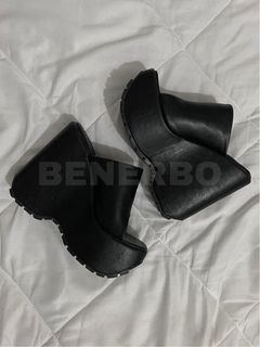 6 Inches High Heels Black Matte Boots / Sandals