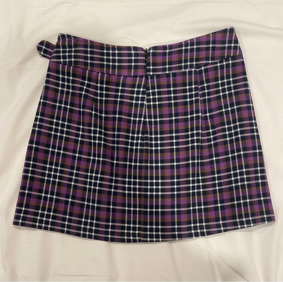 Bershka purple plaid skirt