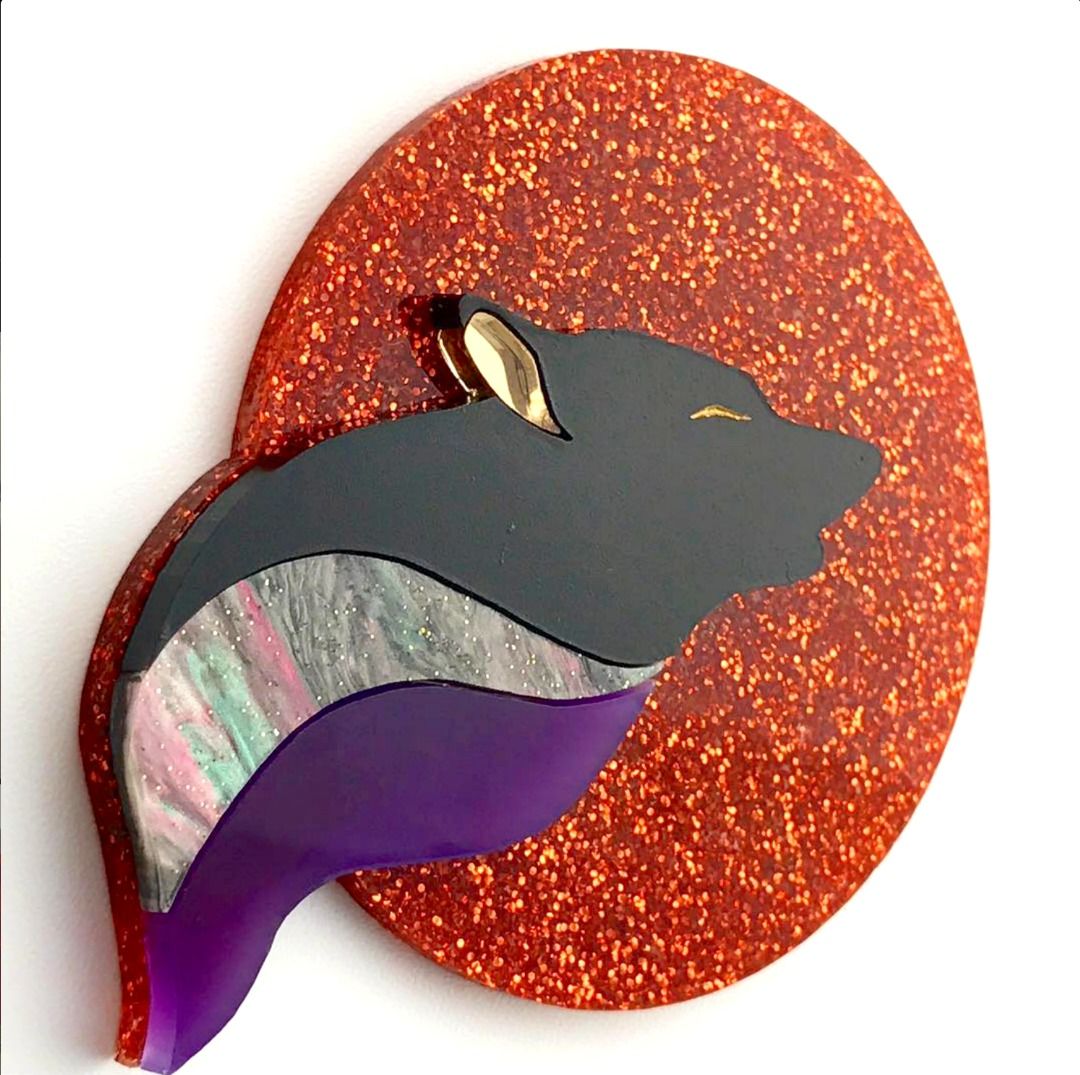 Blue Raven Designs Howling Wolf Raven Moon Limited Edition Collectible Brooches