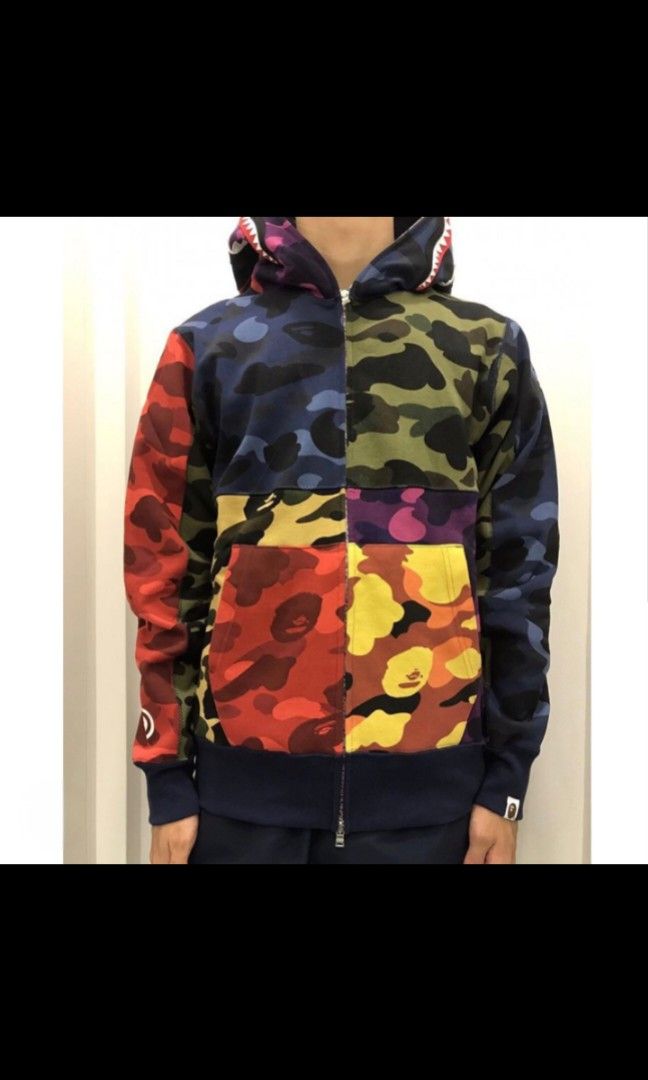 A bathing APE bape mix camo shark full zip hoodie Carousell