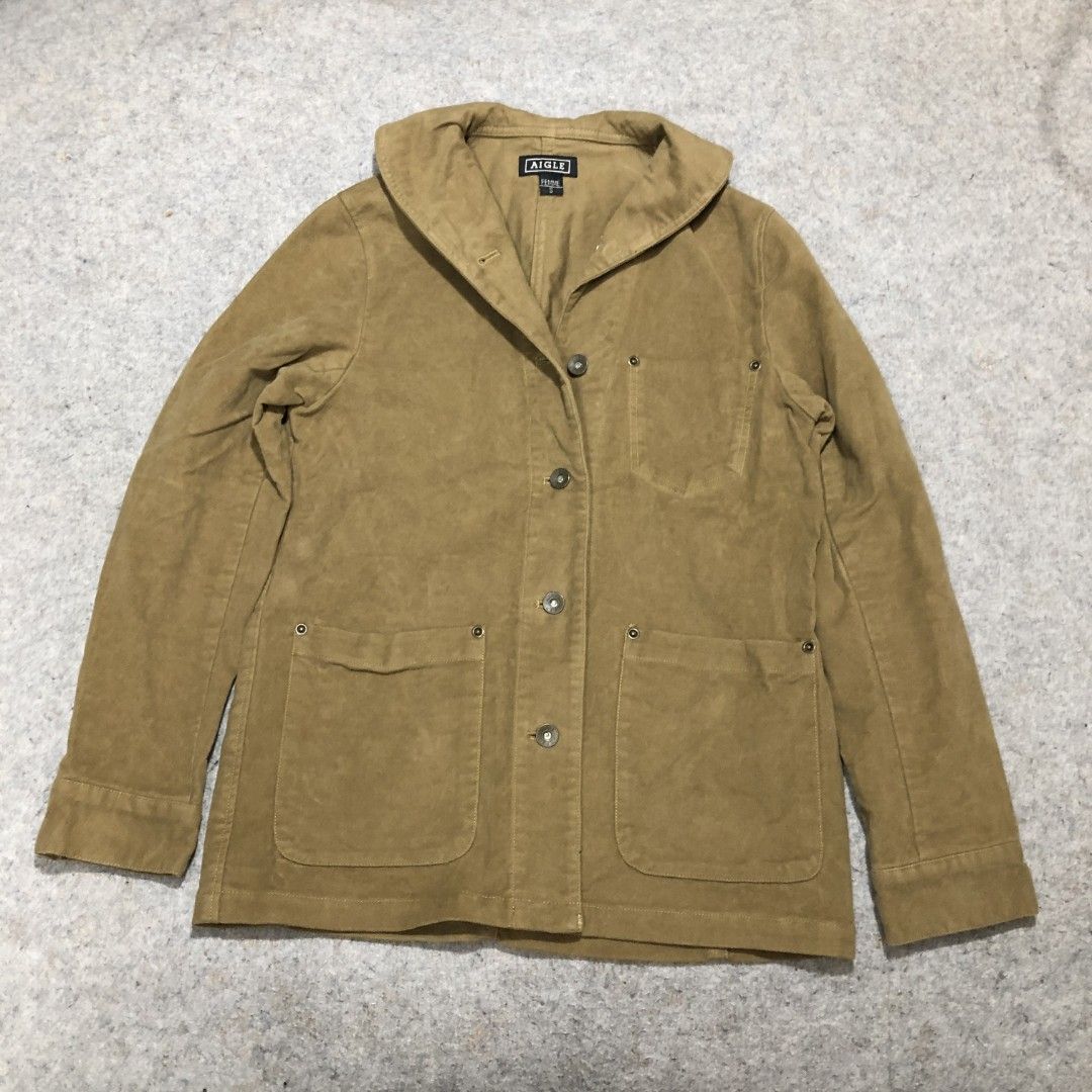 AIGLE Workwear Utility Painters Carpenters Multi Pocket Jacket Outdoors Size Small Brown Khaki Women s Fashion Coats Jackets and Outerwear on Carousell