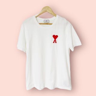 🔥AMI Paris Ami de Coeur Logo Embroidered T-Shirt