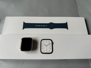 Apple Watch Series 7 41 mm , Gold stainless steel ( cellular ) / abyss blue sport band( brand new)