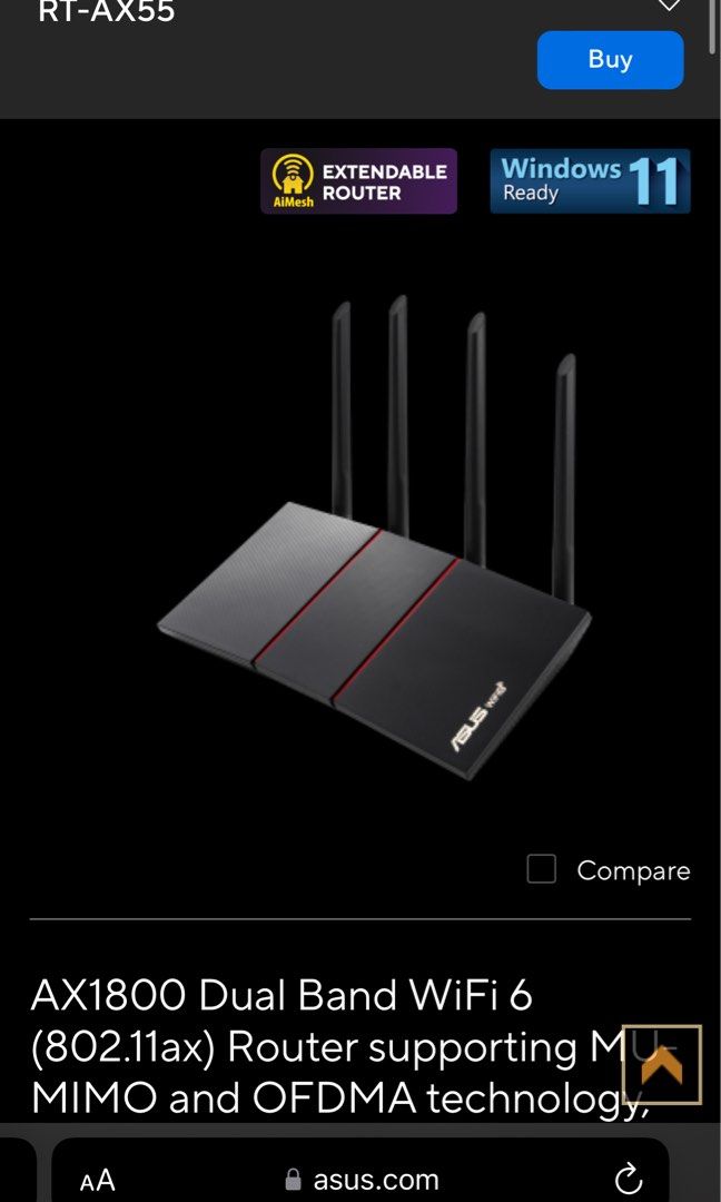 Asus RTAX-55 Wifi 6 Router, Computers & Tech, Parts & Accessories ...